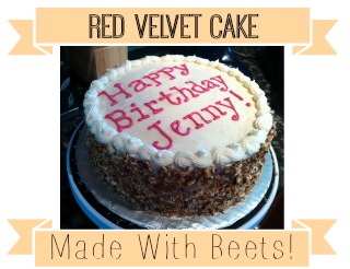 Looking for a new, healthier way to make Red Velvet Cake?!  Try substituting all of that food coloring for beets!  It tastes even more delicious and you can't taste the beets at all.