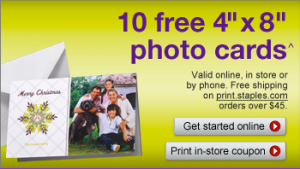 Staples Coupon for Free Photo Cards