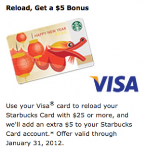 Starbucks $5 Visa Bonus