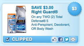 $3 off 2 Right Guard Coupon