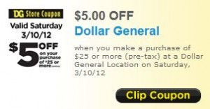 Dollar General printable coupon