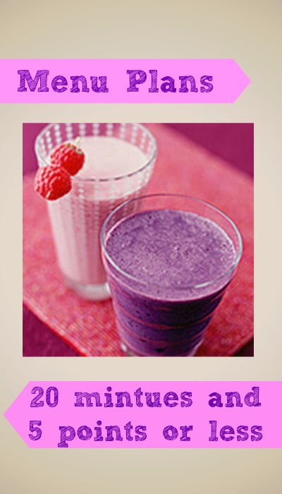 menu plans, 20 mintues and 5 points or less