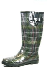 plaid rain boots