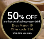 Starbucks Coupon for 50 Percent Off