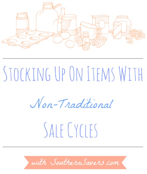 Things like baking ingredients, produce, holiday-specific foods and more run on non-traditional sale cycles.  Learn when to buy so you can get the best deal.