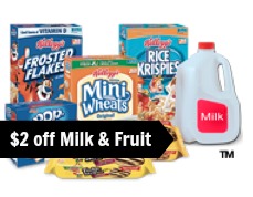 Print great coupons for $2 off Milk, Fruit and Yogurt from Kellogg's