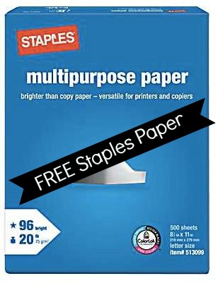 Staples FREE Multipurpose Paper after Easy Rebate