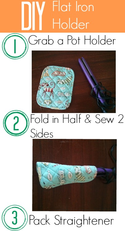 How to make an easy DIY flat iron holder from a pot holder.