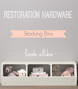 Restoration Hardware stacking bins look alike.  Inexpensive stacking bins, toy bins, storage bins.