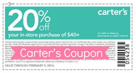 Carter's Coupon: 20% Off Any In-Store Purchase Of $40 ...