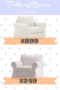 Frugal, inexpensive Pottery Barn Slipcovered Comfort Chair look alike from Ikea!