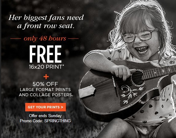 Shutterfly Coupon Code: Free 16x20 photo print