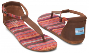 toms shoes Brown Leather Woven Women's Playa Sandals