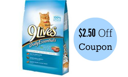 $2.50 Off 9Lives Cat Food Coupon 