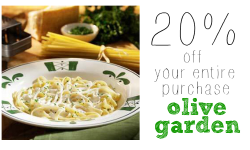 Olive Garden Deal 20 Off Online Order Today Only Southern Savers