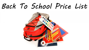 2014 back to school price list