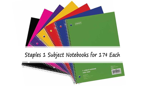 staples 1 subject notebook