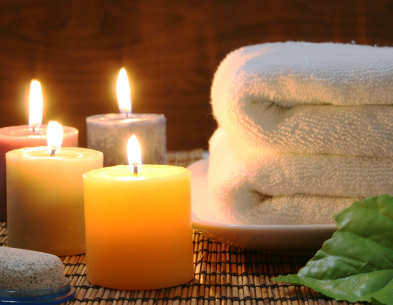 Towel and candles