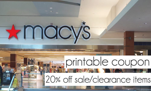 Macy&#39;s Printable Coupons | 20% off Sale & Clearance Items :: Southern Savers