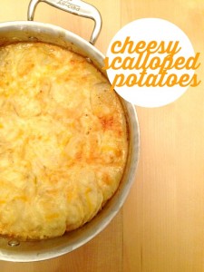 This is my quick and easy version of scalloped potatoes. It goes well with basically any meat and is great to bring to potluck dinners.