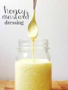 This recipe for homemade honey mustard dressing is so, so easy: it uses 3 ingredients and takes about 1 minute to stir together.