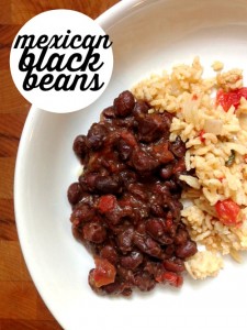 These Mexican black beans are quick and easy and great as a side dish or for filling a tortilla to make a vegetarian taco.