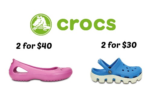 Crocs Deal | 2 for $40 or 2 for $30 