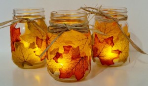 leaf candle jars