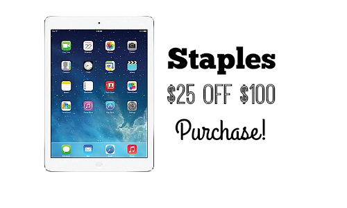 Staples: $25 Off $100 Online Purchase