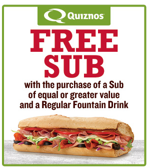 free sub quiznos coupon