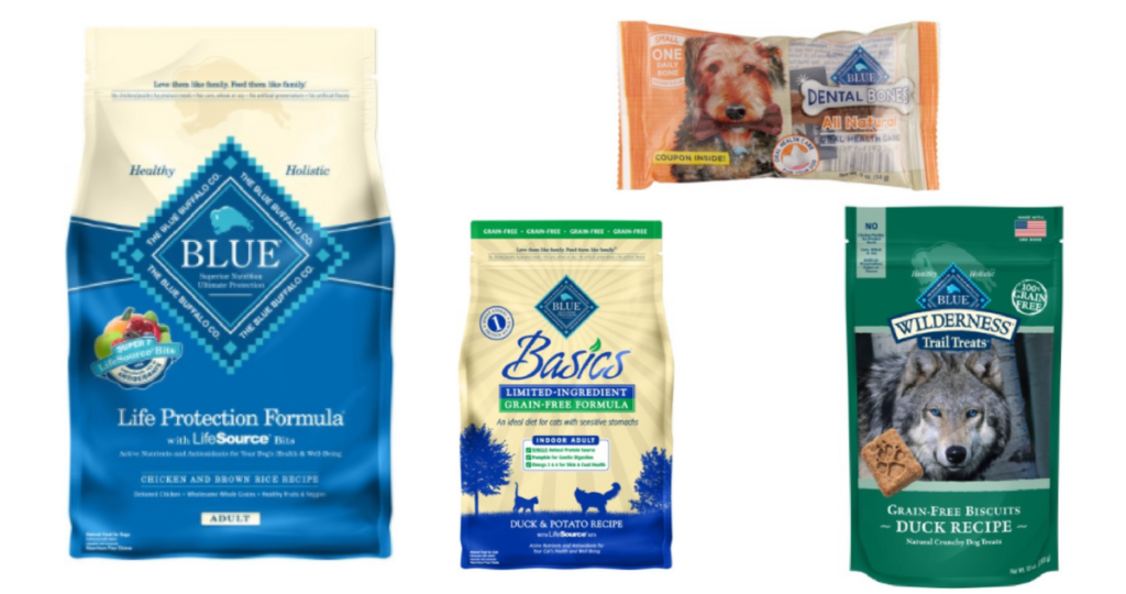 blue dog food bag