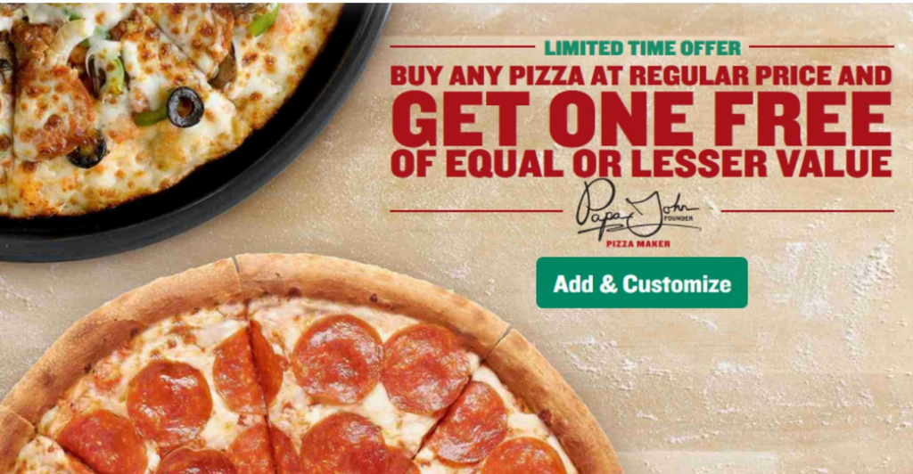 Papa John S Coupon Code Bogo Pizza Today Only Southern Savers