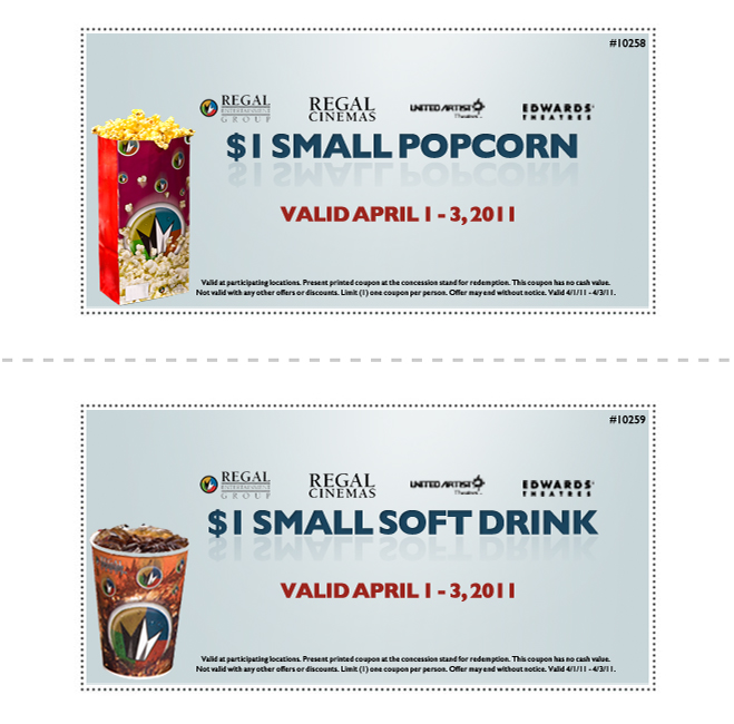 Regal Cinemas 1 Popcorn and Drink Printable Coupon