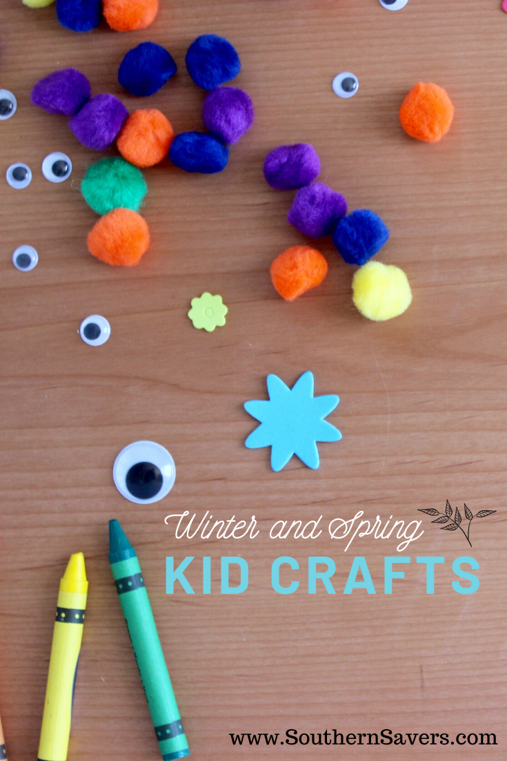 If you'e stuck inside with crummy weather, gather the kids and your art supplies and make one of these simple winter and spring kid crafts!