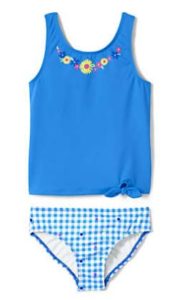lands' end girls blue and white tankini set