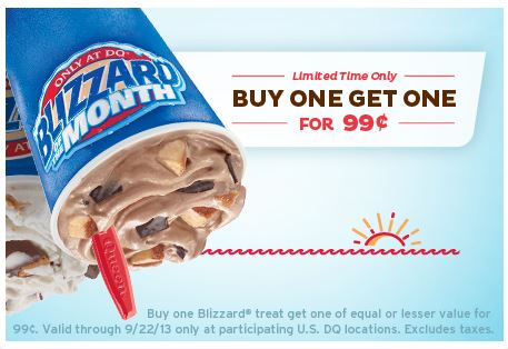Buy One Get One For 99¢ Dairy Queen Blizzard Deal + More 