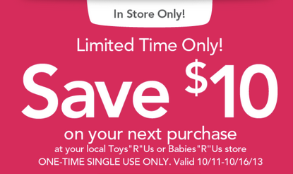 $10 off at Toys R Us or Babies R Us Coupon | Free Candy or Toys ...
