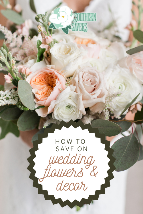 One tip for frugal wedding planning is to consider how to save on wedding flowers and decor. Here are my top 10 tips to help your budget!