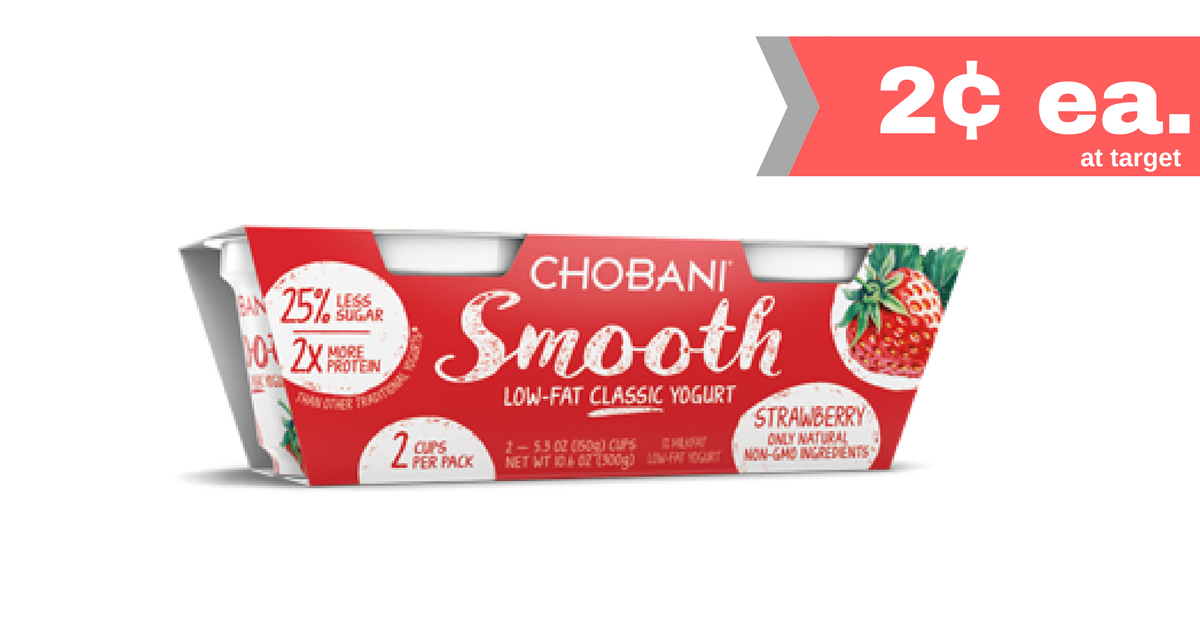 Chobani Yogurt, 2¢ each at Target Southern Savers