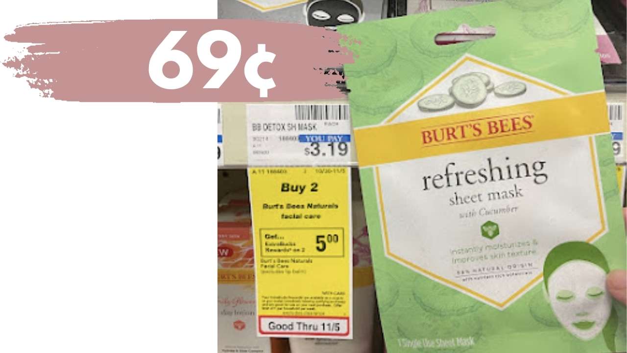69¢ Burt's Bees Sheet Masks at CVS Southern Savers