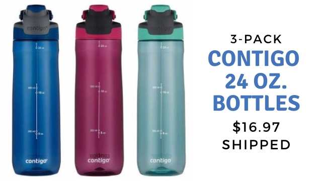 Contigo Autoseal 24oz.Green Spill-proof Water Bottle, 3-pack 
