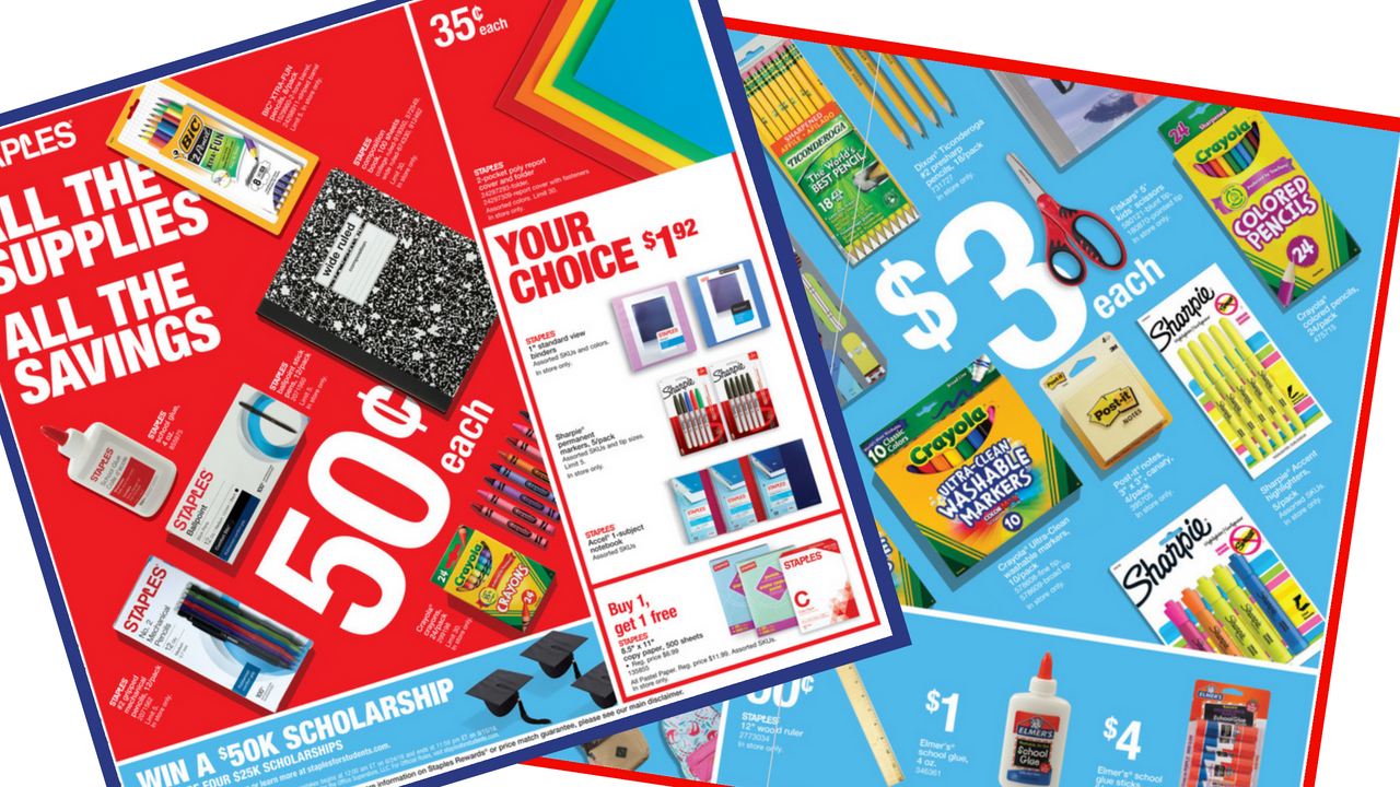 Staples Ad 7/87/14 School Supplies for 35¢ Southern Savers