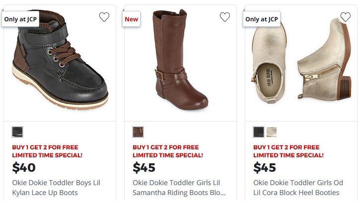 jcpenney buy one get two free boots