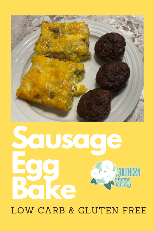 Make this sausage egg bake and serve some fruit and pancakes along with it and you've got a balanced, delicious, EASY recipe for breakfast for dinner!