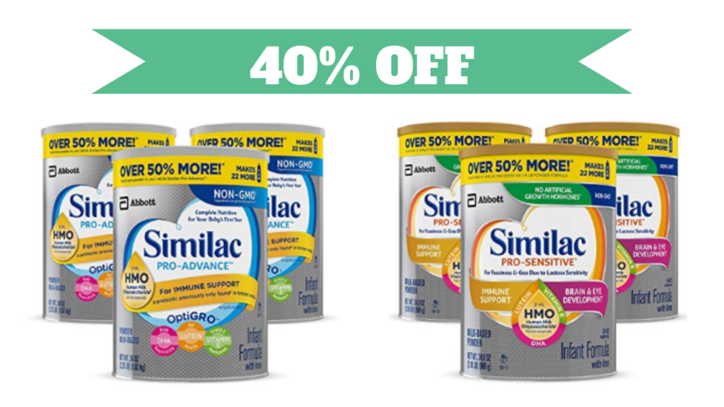 40 off Similac ProAdvance Formula 23.84 Per Canister (reg. 43