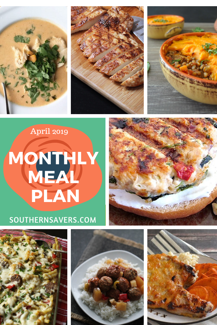 Break out the grill, use fresh veggies from the farmers' market, and enjoy new frugal recipes this month. Our April monthly meal plan has 30 days of ideas!