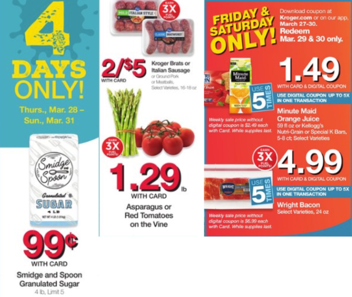 Weekend Only Deals at Kroger Save on Sugar, Bacon & Produce Southern Savers