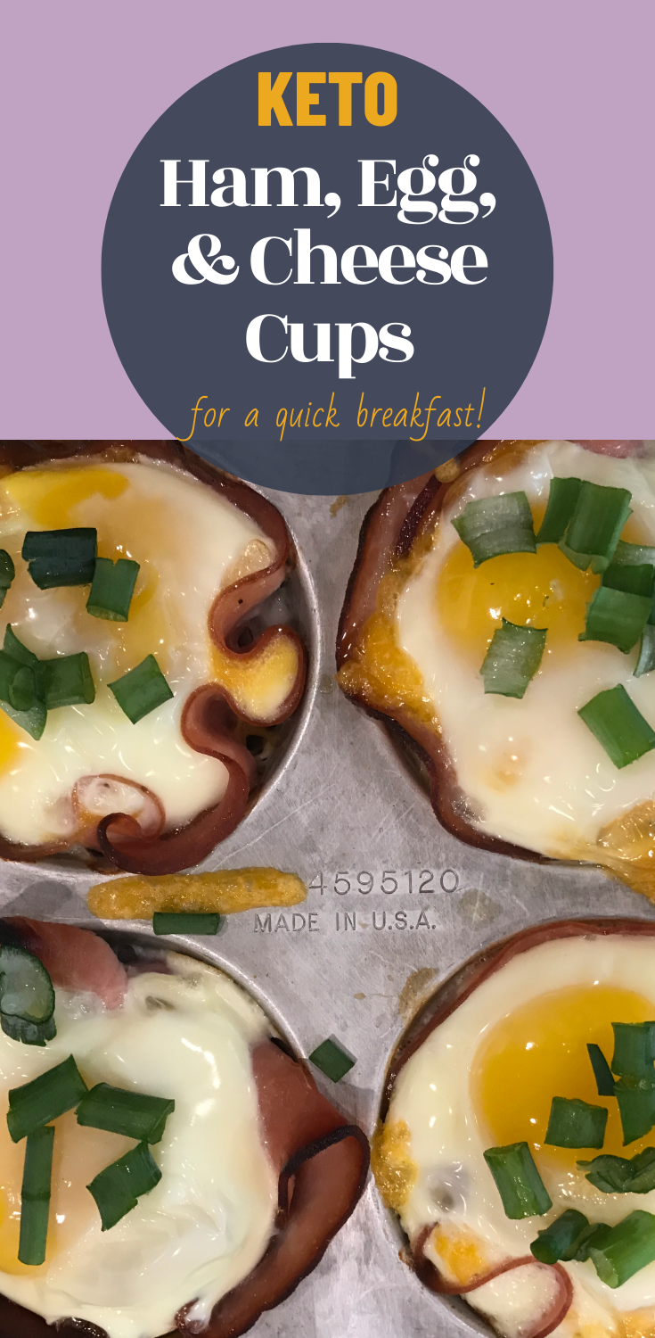 Looking for options for a quick keto breakfast on the go? These ham, egg, and cheese cups are delicious and take just a few minutes to make!