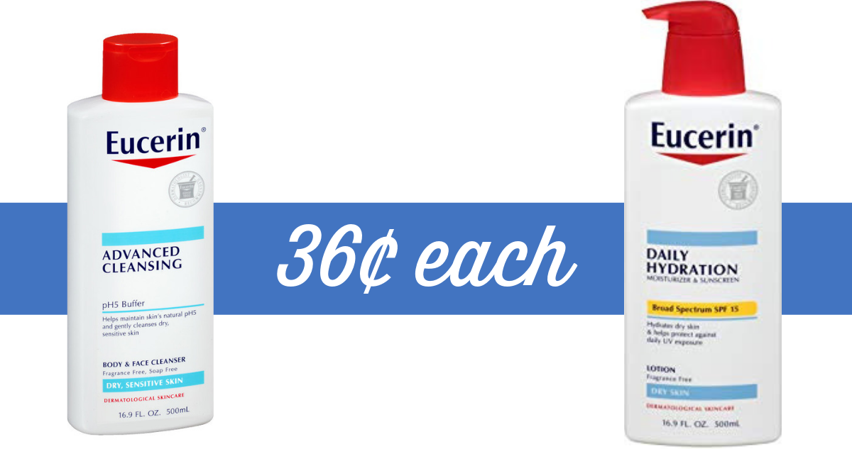 Eucerin Cleanser & Lotion 36¢ Each at CVS Southern Savers