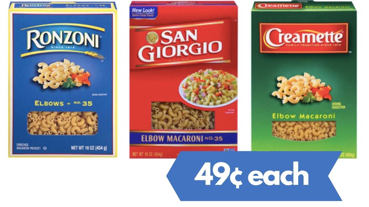Ronzoni, Creamette, & San Pasta for 49¢ with Kroger eCoupons
